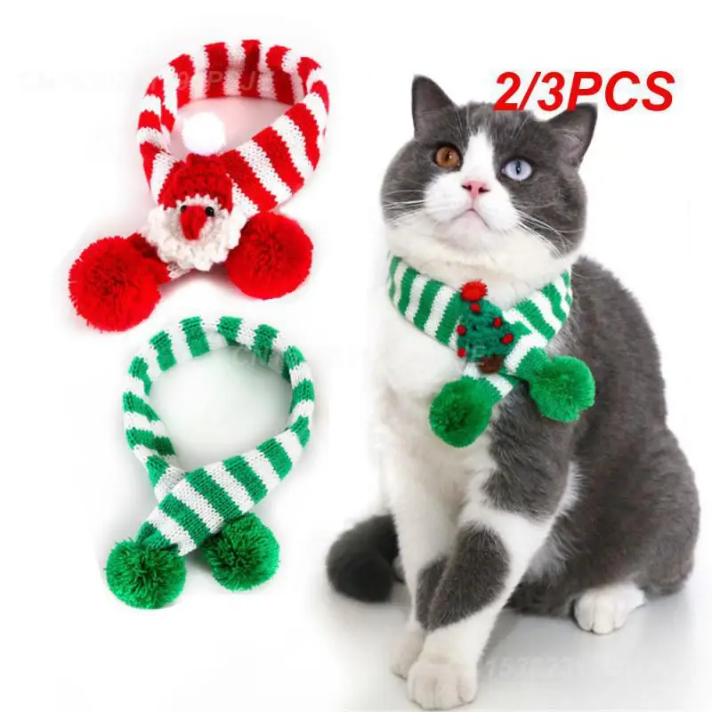 2/3PCS Striped Scarf Unique Pet Winter Cat Scarf Collar Christmas Pet Supplies Exclusive Photography Props Comfortable