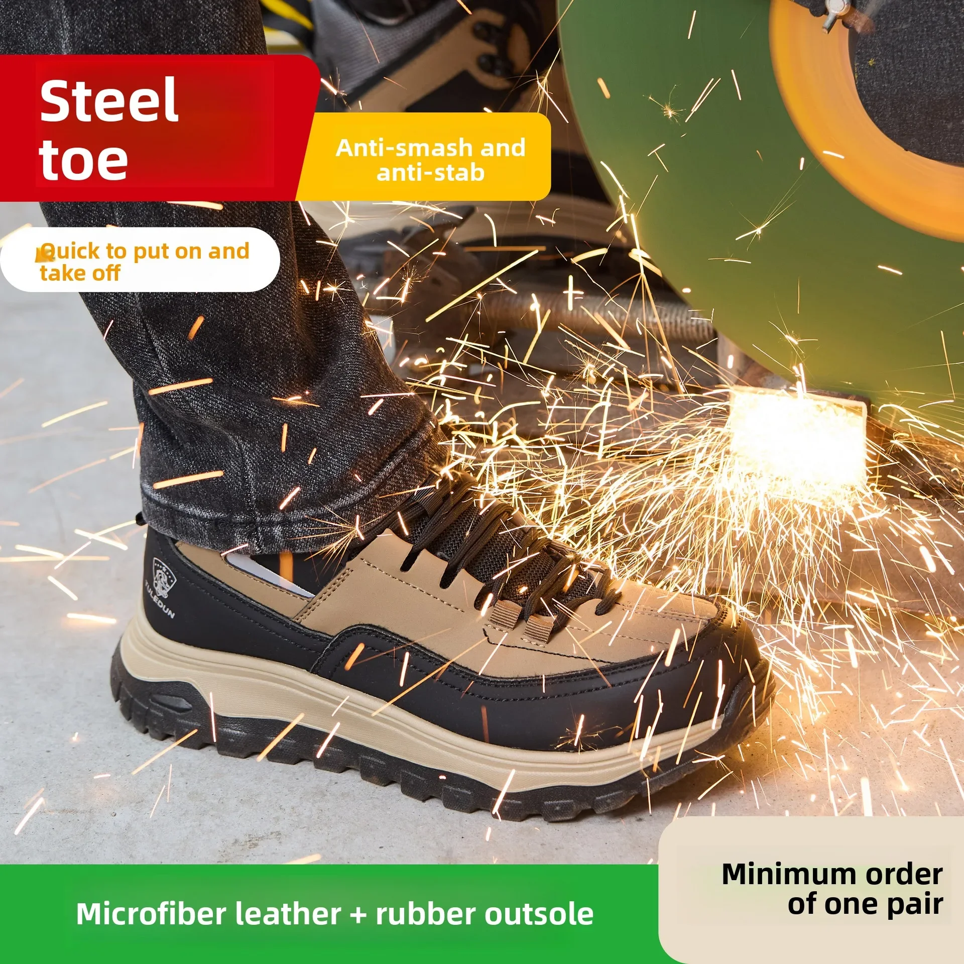 Leather Steel Toe Safety Shoes Anti Smash Puncture Proof Heat Resistant Lightweight Comfort Work Boots Slip Resistant