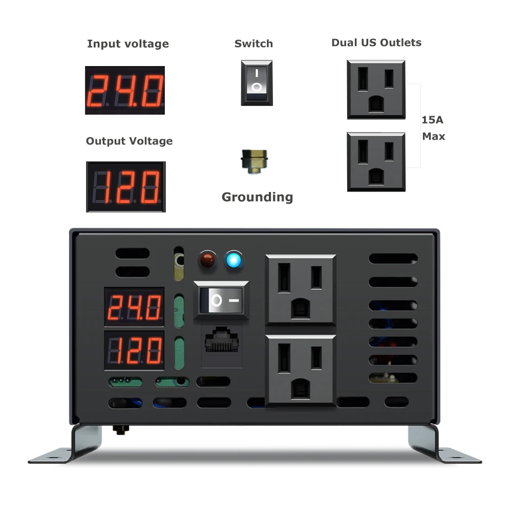700W Peak 300W Pure Sine Wave Inverter 12V 220V  Power Convert  Voltage Transformer 24V 48V 96V DC to 120V/230V AC Wired Control