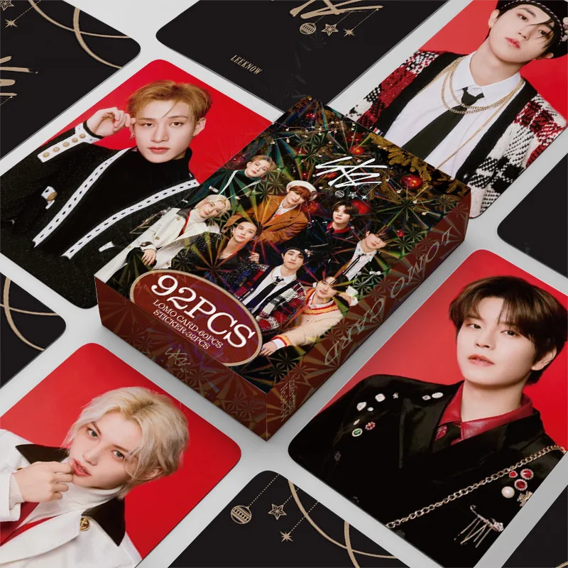 

92pcs K-POP STRAYKIDS LOMO card skzoo small card Christmas Lomo double-sided card star peripheral collection card greeting card