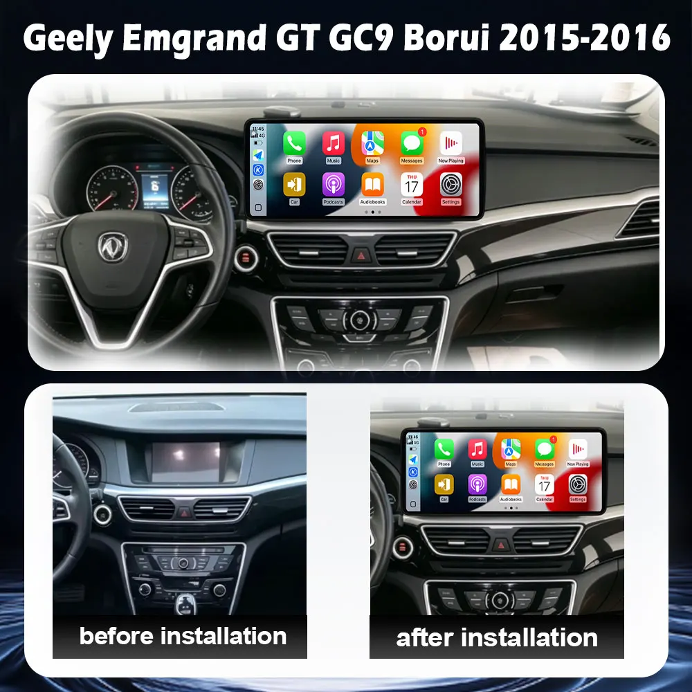 QLED 2400*900P Android 16 For Geely Emgrand GT GC9 Borui 2015-2016 Car Radio 4G BT Stereo Multimedia Player GPS Navigation WIFI