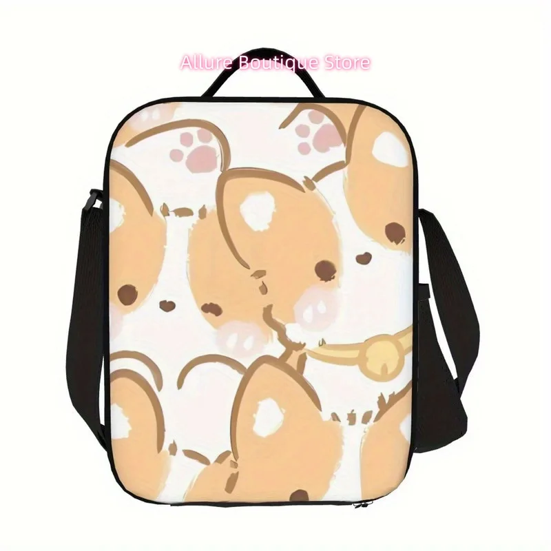 Adorable Cartoon Animal Insulated Lunch Bag - Reusable, Portable Cooler for Camping, Picnics & Beach Outings, Black Oxford Fabri