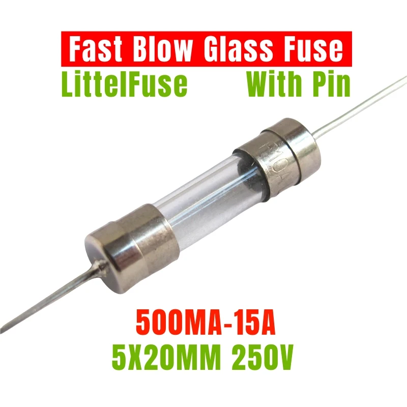 5PCS LF 0217 Fast Blow Glass tube Fuse With pin 5*20 5x20MM 250V 500MA 0.5A 1A 1.25A 1.6A 2A 2.5A 3.15A 4A 5A 6.3A 8A 10A 15A