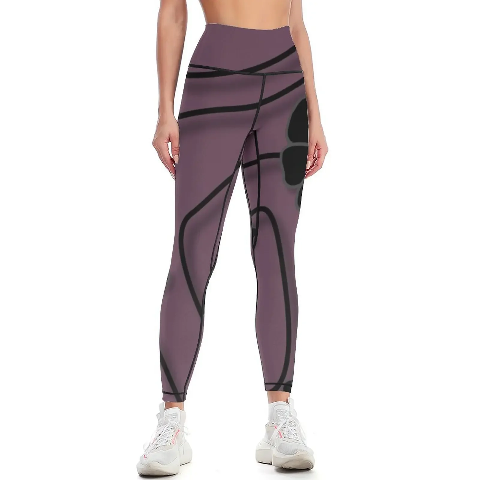 Striking stained glass inspired aubergine and black floral pattern - Caroline Laursen Original Leggings