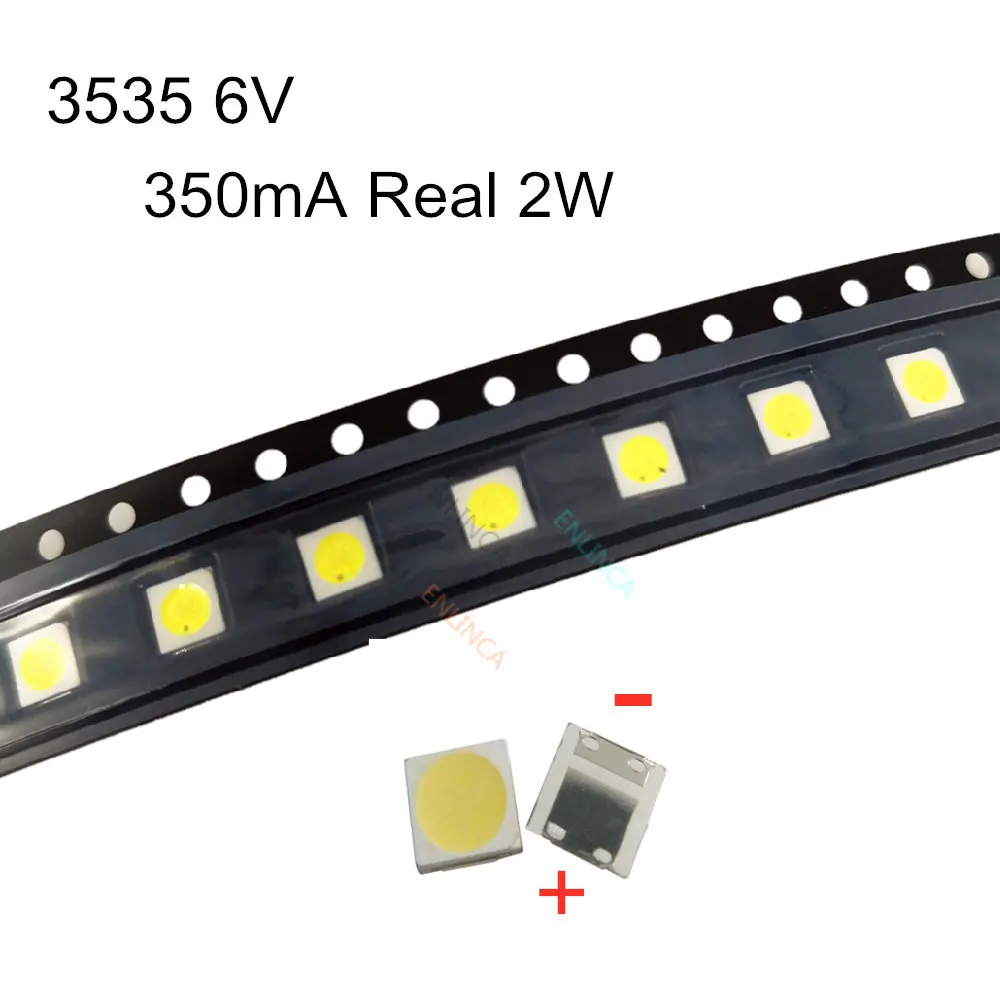 100Pcs For LG Innotek LED LED real 2W 6V 3535 350mA 230LM Cool white LCD Backlight for TV Application