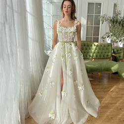 Thinyfull Elegant A-Line Prom Dresses Appliques Sleeveless Floor Length Evening Dress Formal Cocktail Party Prom Gowns Plus Size