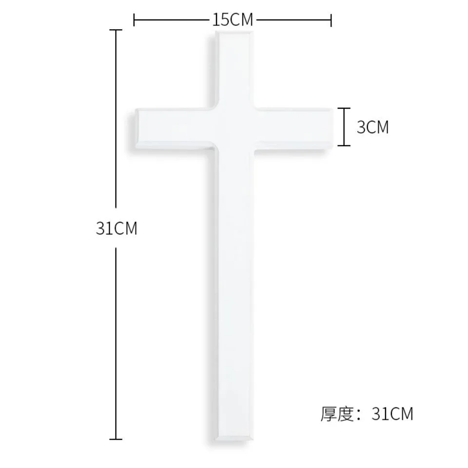 Wandkreuz aus Holz für Heimdekoration, Holzkreuze für die Wand, christliches Wandkreuz, dekoratives Wandkreuz, weißes Jesus Christus, Kirche – Detail 1
