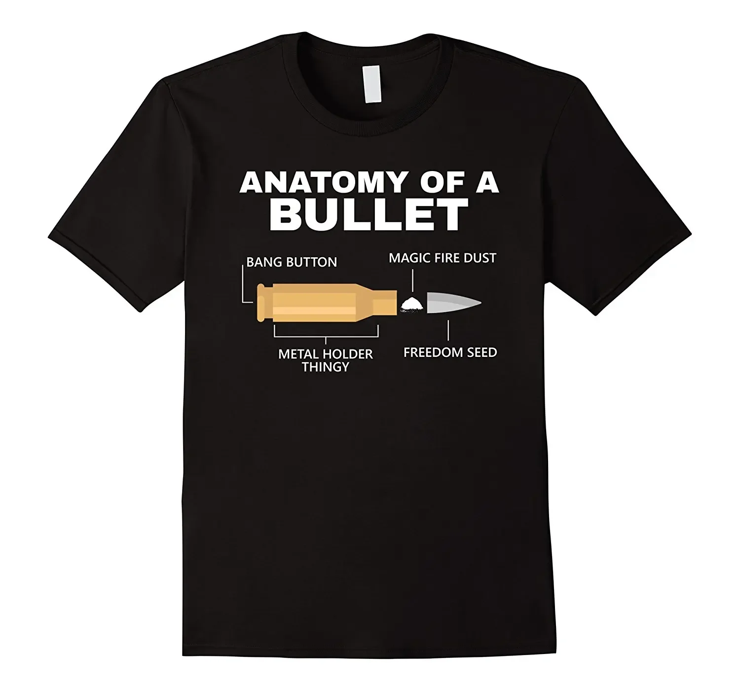 

Anatomy of A Bullet. Funny Bullet Breakdown Drawing T-Shirt 100% Cotton O-Neck Short Sleeve Summer Casual Mens T-shirt