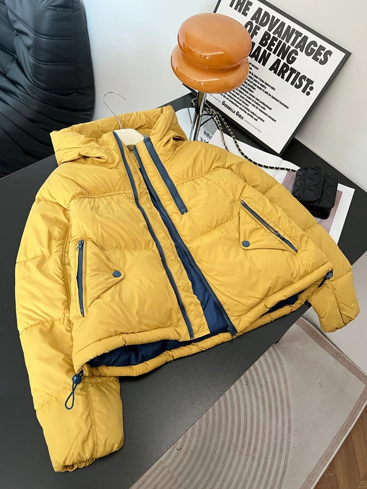 

Thiened ort Cotton Jaet Women's Double Zipper Hooded Warm Coat Korean Sle Loose Fit Long Sve Autumn Winter New Arr...