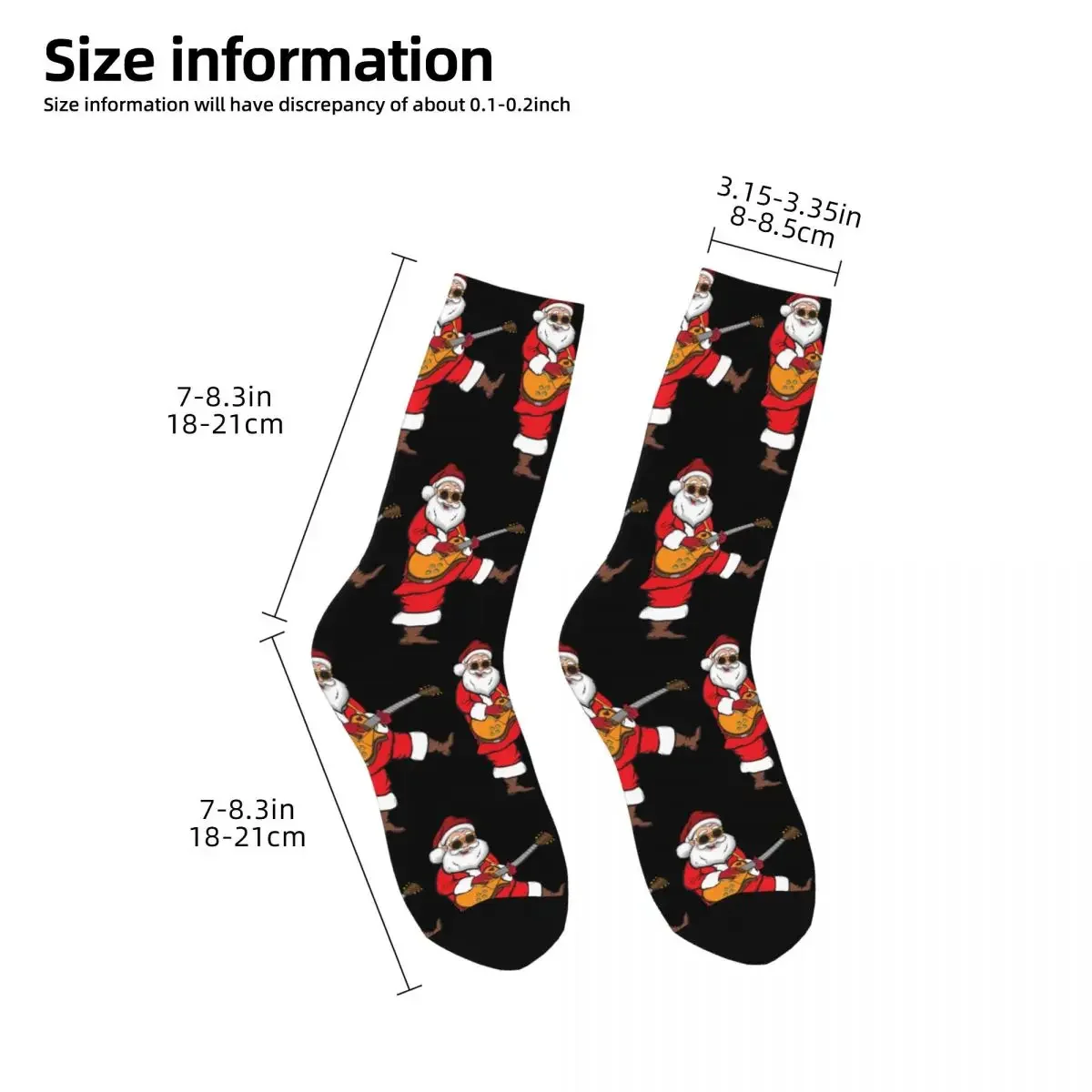 JEChristmas-Chaussettes Hard Rock Santa Claus, Chaussettes Harajuku, Chaussettes super douces, Chaussettes longues toutes saisons, Cadeaux unisexes, Cadeau guitariste