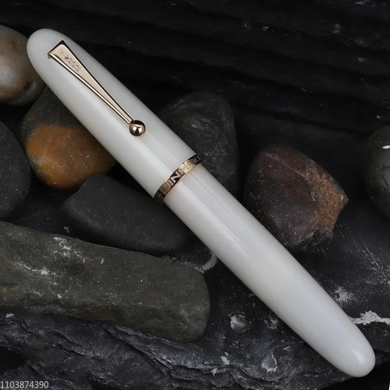 Jinhao 9019 Fountain Pen Heartbeat Nib F/M Nib White Jade Color Ink Pen Ivory Big Size Resin Stationery Office Supplies Writing