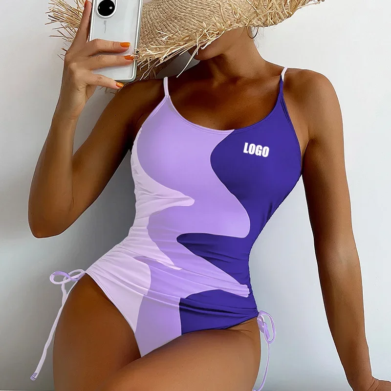 

Custom logo new one-piece swimsuit for women with belly covering, slimming and sexy one-piece bikini swimming beach swimsuit