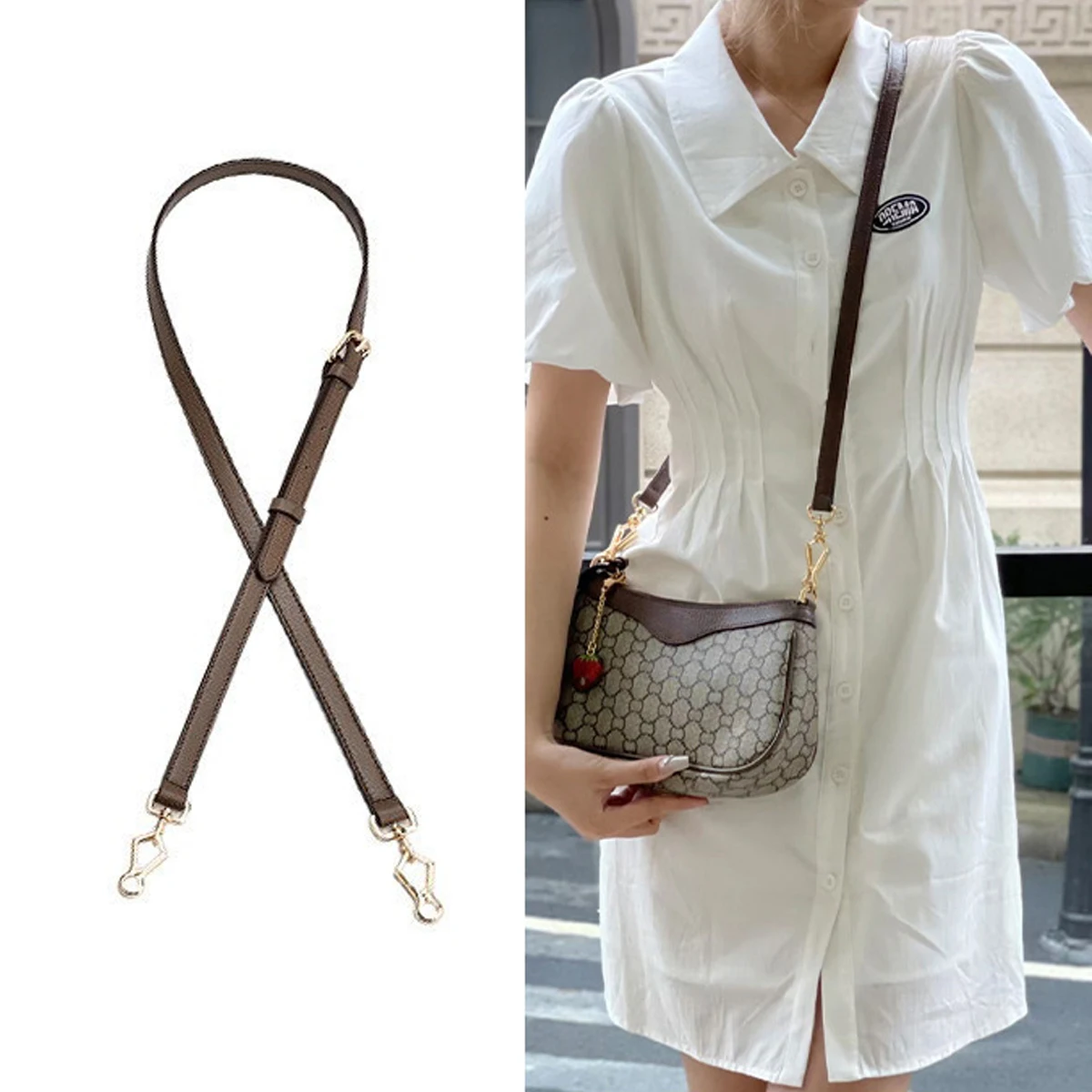 Adjustable PU Leather Bag Strap for Ophidia Bags Bucket Shoulder Straps Crossbody Long Bags Belt Bag Accessories