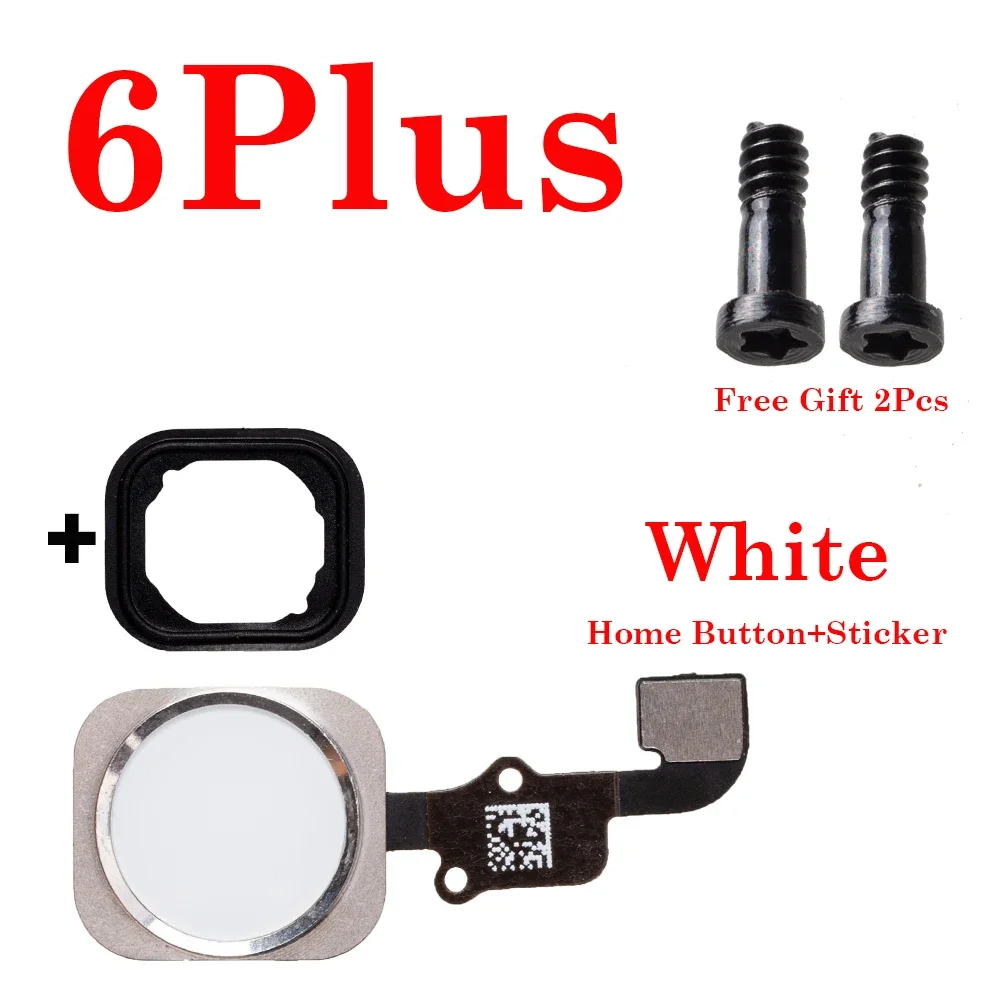 1Set/Lot Home Button + Rubber + Bottom Screws For iPhone 6 6s Plus Home Button Menu With Flex Cable Key Cap