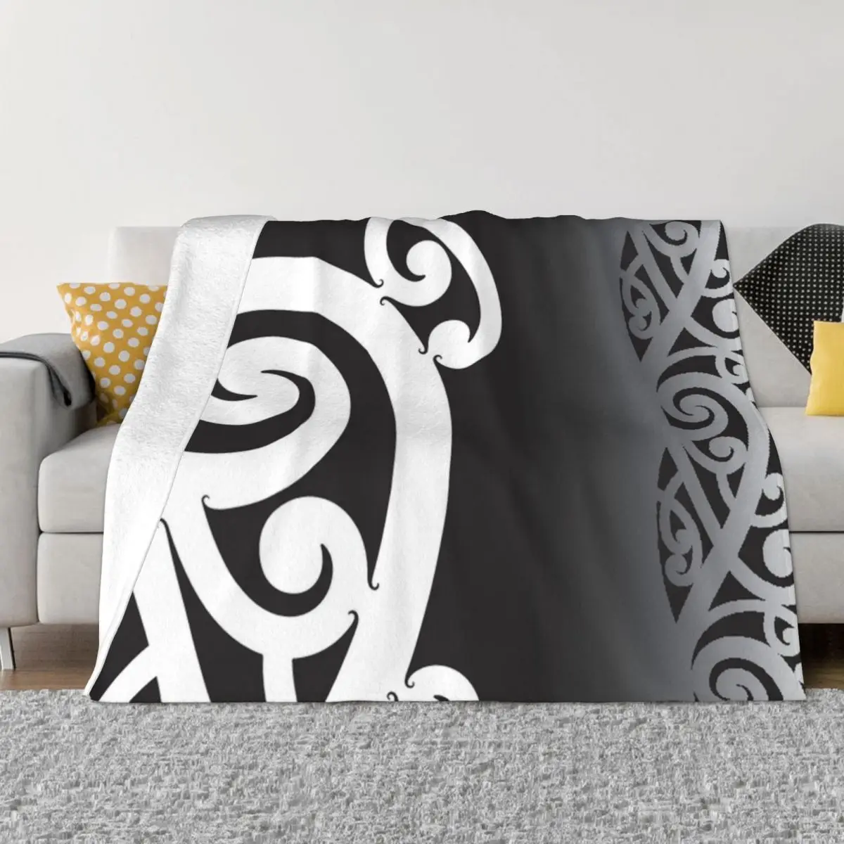 Black and White Layered Maori Koru Design Throw Blanket bed plaid Blankets Sofas Of Decoration Blankets