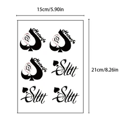 Poker Spades Q Waterproof Temporary Patch Spades BBC Spades Lock Sexy Thighs and Chest Anti Sweat Tattoo Patch