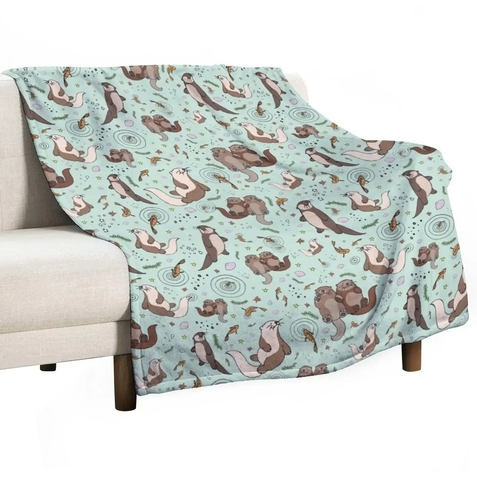 

Otters in Blue Throw Blanket Hairy Sofa Quilt Thins for winter Blankets