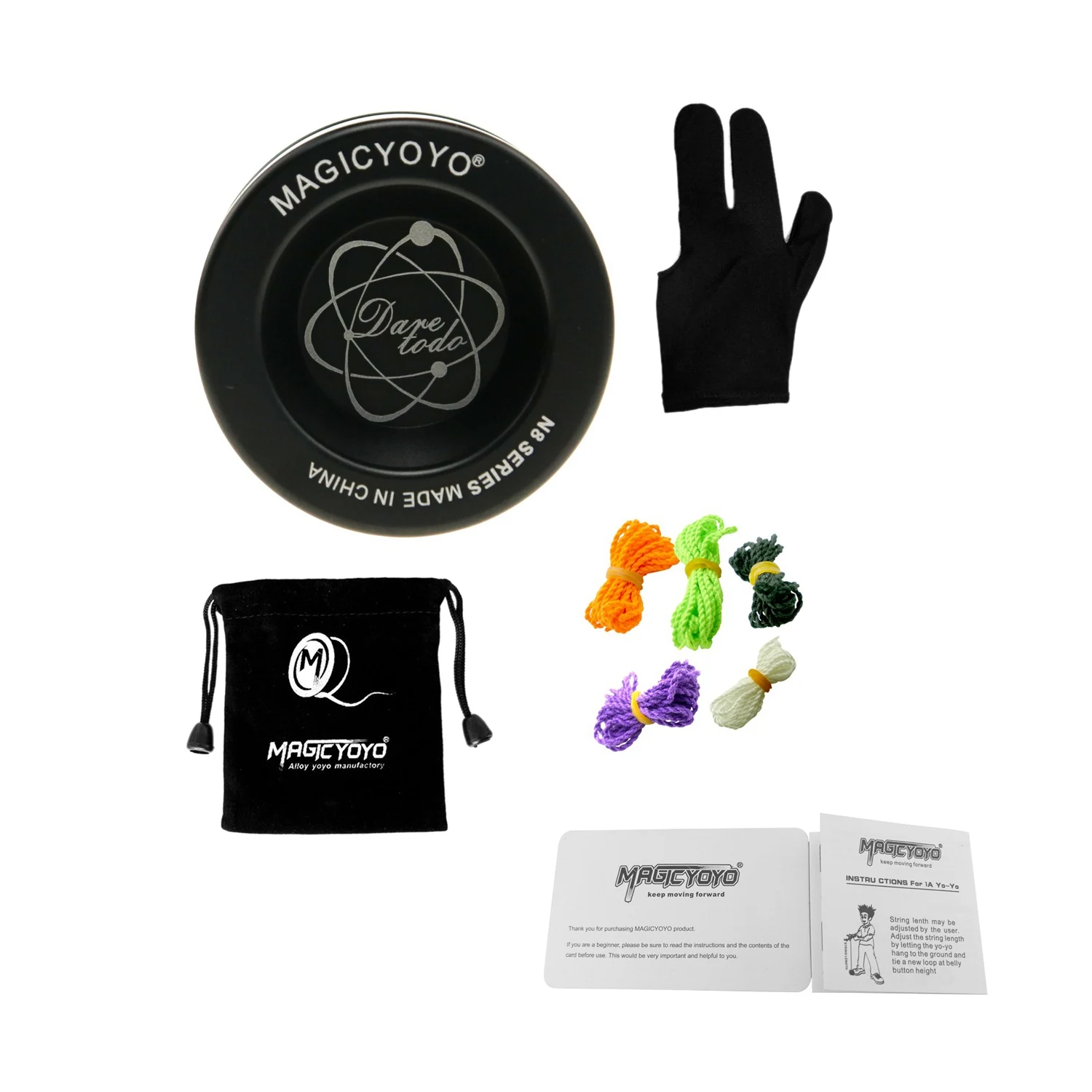 

MAGICYOYO N8 Unresponsive Yoyo Alloy Aluminum Yo Yo + 5 Strings + Glove+Yoyo Bag(Black)