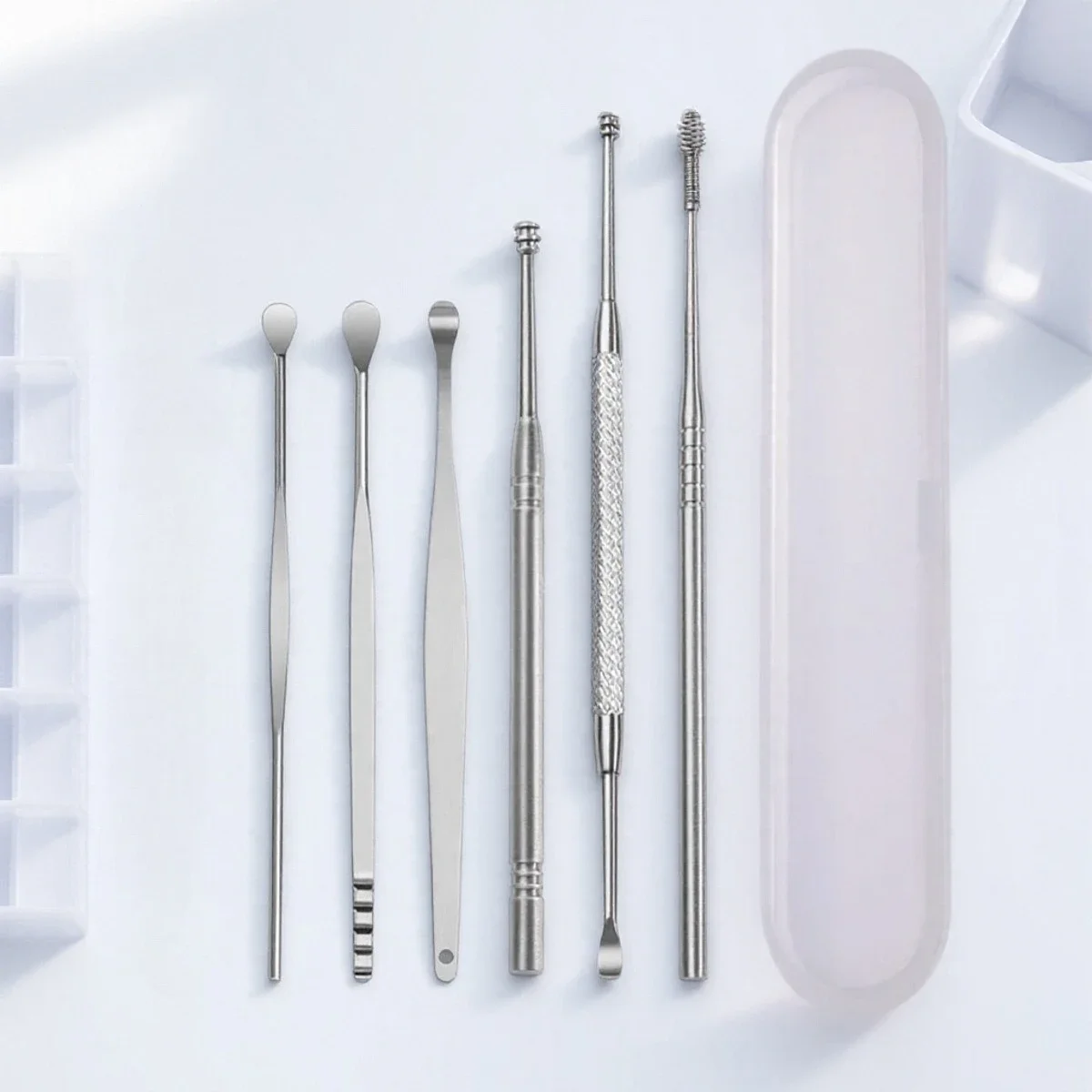 

6pcs Set Stainless Steel Ear Wax Picker Remover Curette Ear Spoon Cleaner Personal Care Tool
