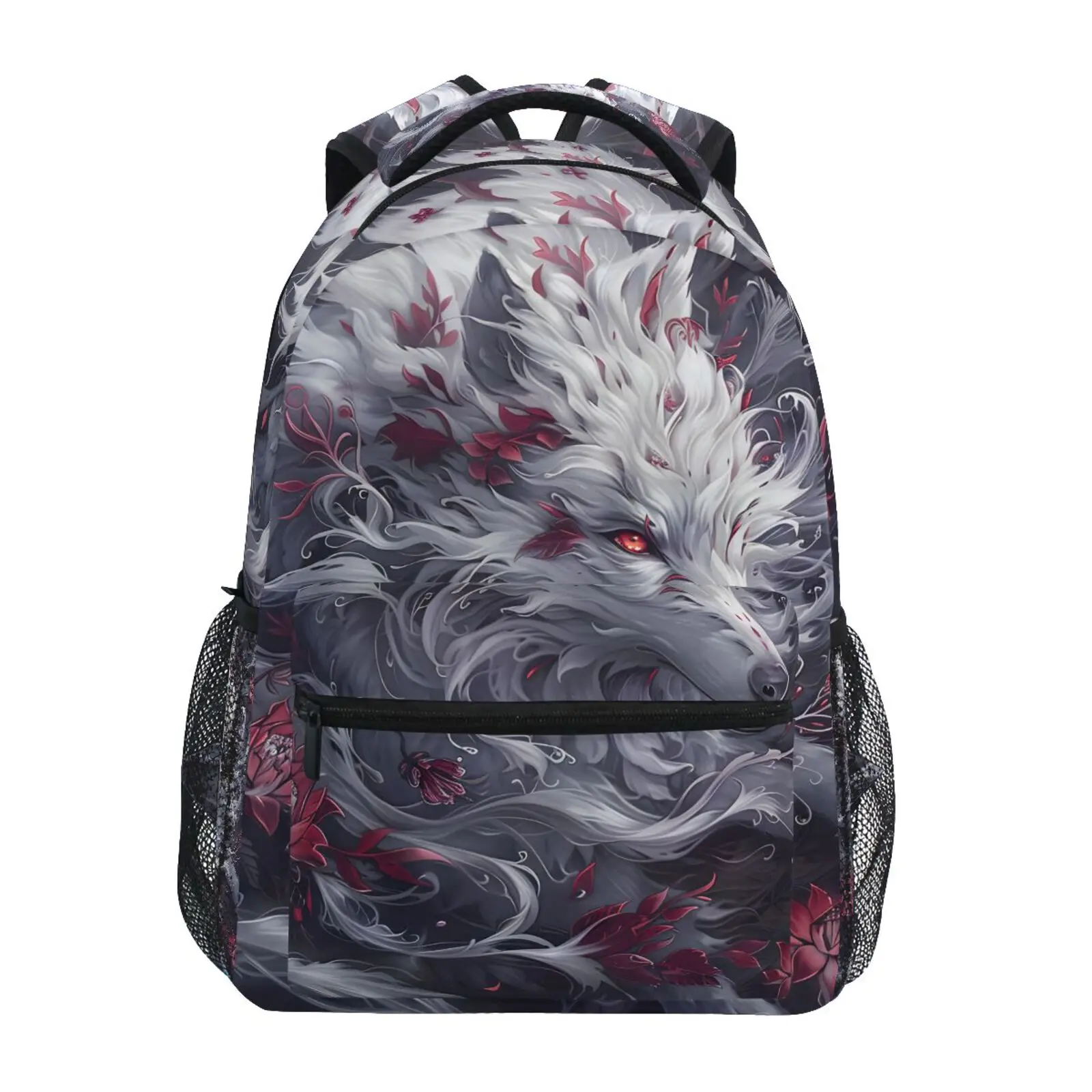 

Школьные сумки Рюкзаки с волком и красным цветком для девочек-подростков и мальчиков Рюкзак для студентов, школьные сумки для книг для девочек-подростков, детей