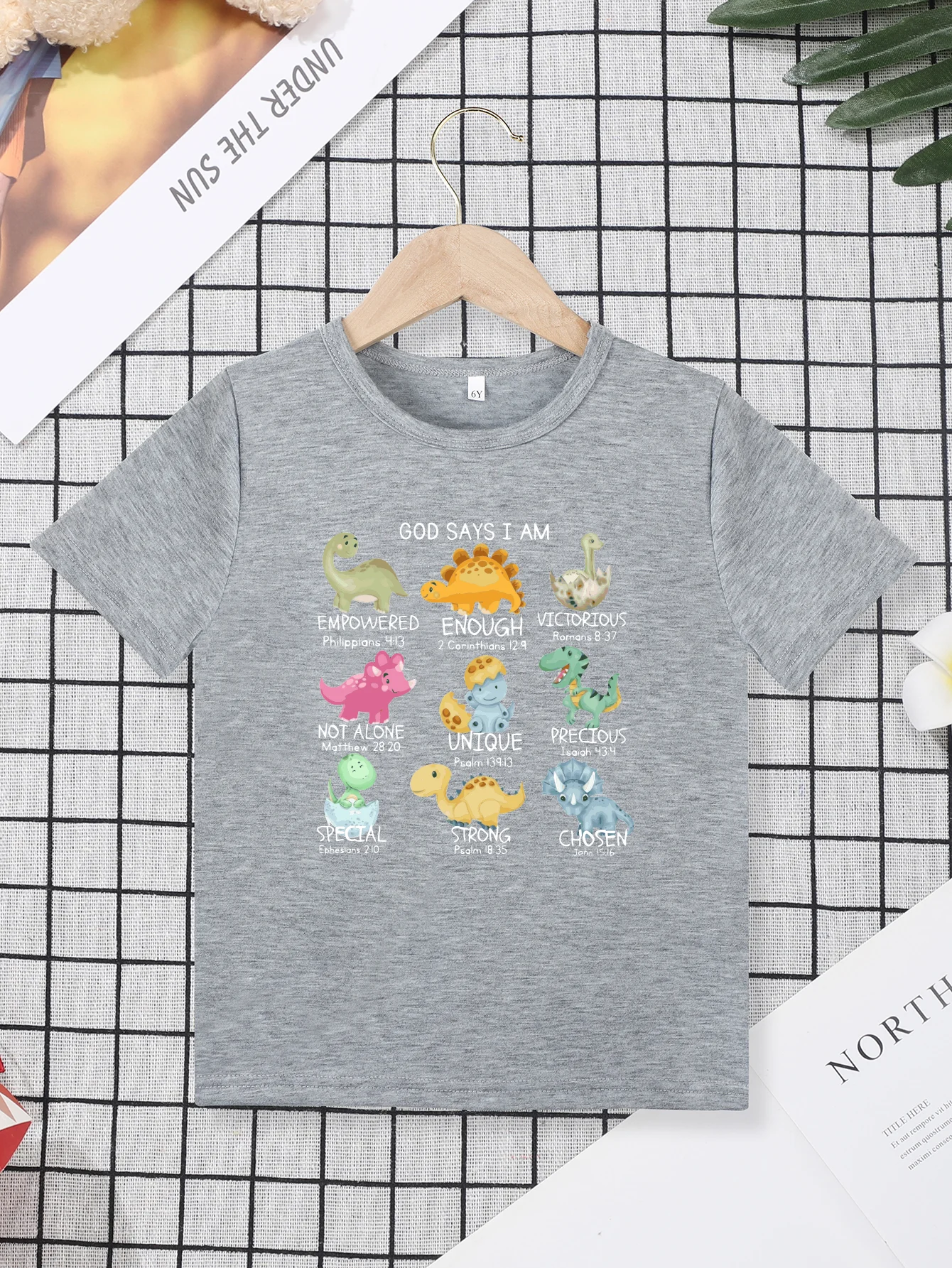 Soft Short Pretty Round Neck Top T Shirt Sleeve Fashion Carton Dinosaur Printing T-shirt Girls Boys Comfortable Cute