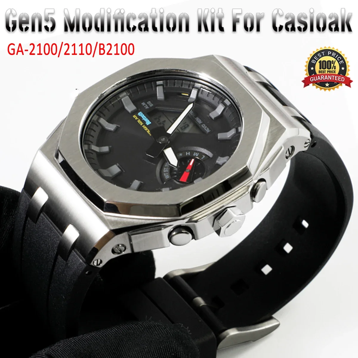 

Gen5 НОВЫЙ комплект модов для Casioak GA2100 GAB2100, металлический ободок из нержавеющей стали, резиновый металлический ремешок для Casioak GA2110, чехол с винтами
