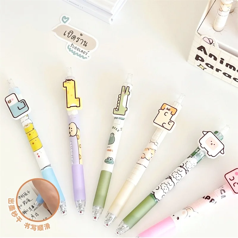 36 pcs/lot Kawaii Giraffe Erasable Gel Pen Cute 0.5mm Blue Ink Signature Pens Stationery Gift School Writing Supplies