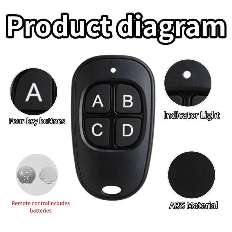 433MHz Universal Wireless Remote Control DC 12V 4CH Relay Receiver Module RF Switch 4 Button Remote Control Gate Garage Opener