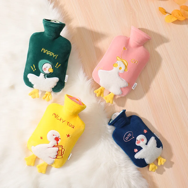 Creative Plush Hot Water Bottle PVC Cute Cartoon Warm Hot Compress Winter Irrigation Explosion-Proof Small Girl Hot Water Bag