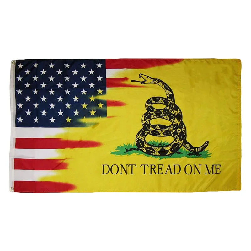 USA American Gadsden Don't Tread On Me 3x5 Ft Rough Tex Polyester 100D Banner Flag with Grommets