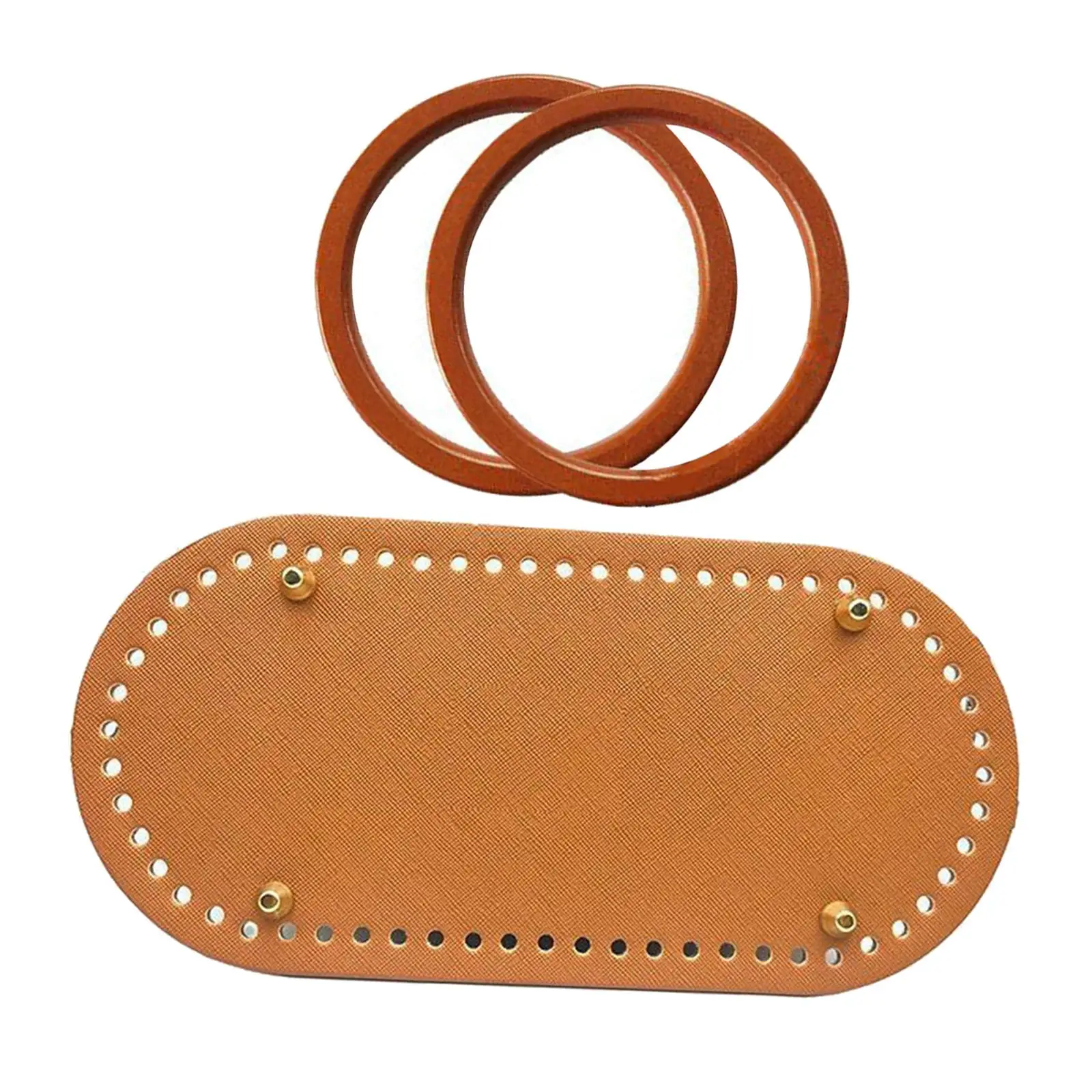 Handmade Crochet Tote Leather Bottom Stiffener with Replacement Purse Handle Kit