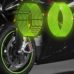 Autocollant vert structurels ent pour moto, 18 pouces, bandes de sécurité pour course de nuit, scooter, jante, décalcomanies