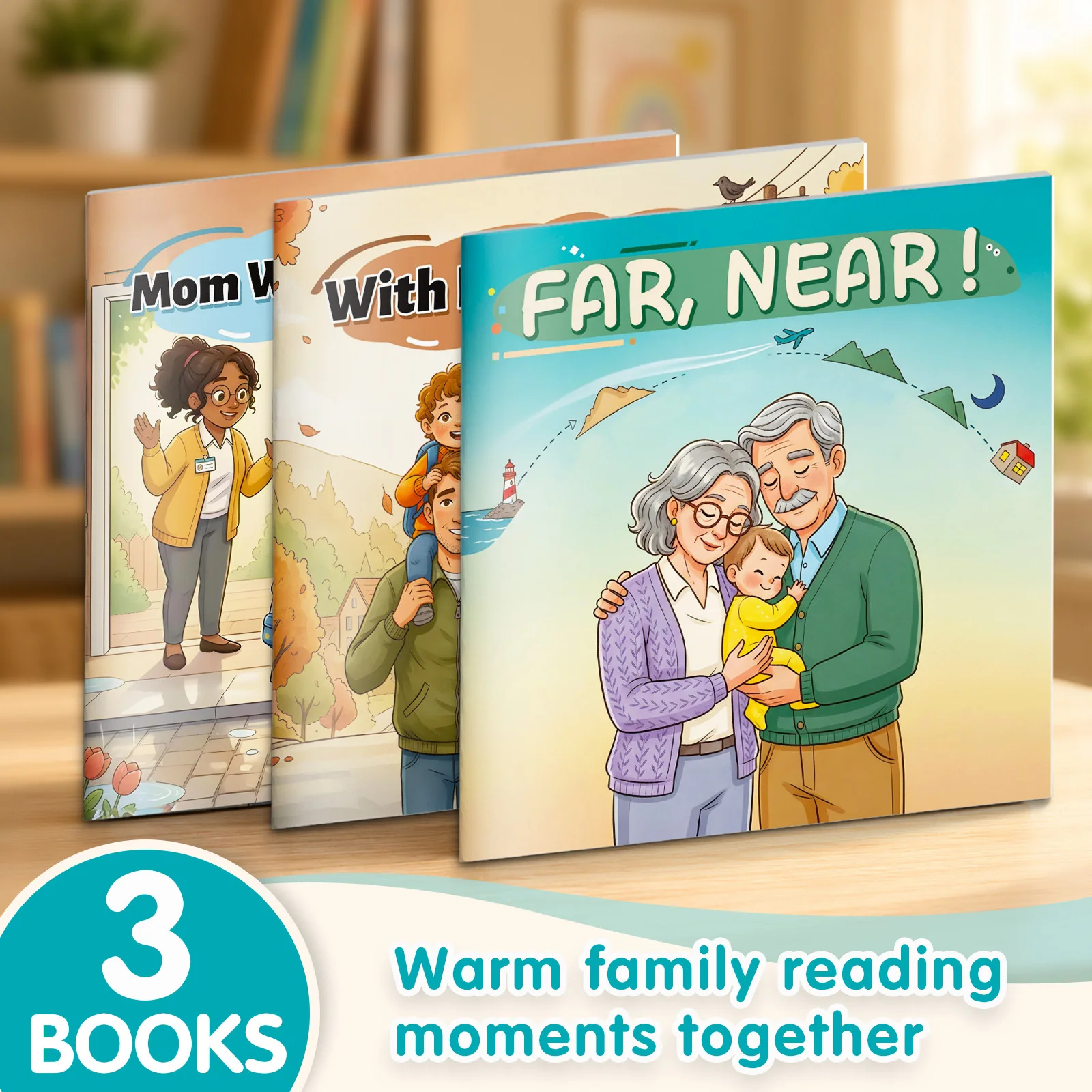 3-Piece Family Love and Distance Concept Picture Story Collection, Warm Parent Child Relationship Stories and Grandparent Love