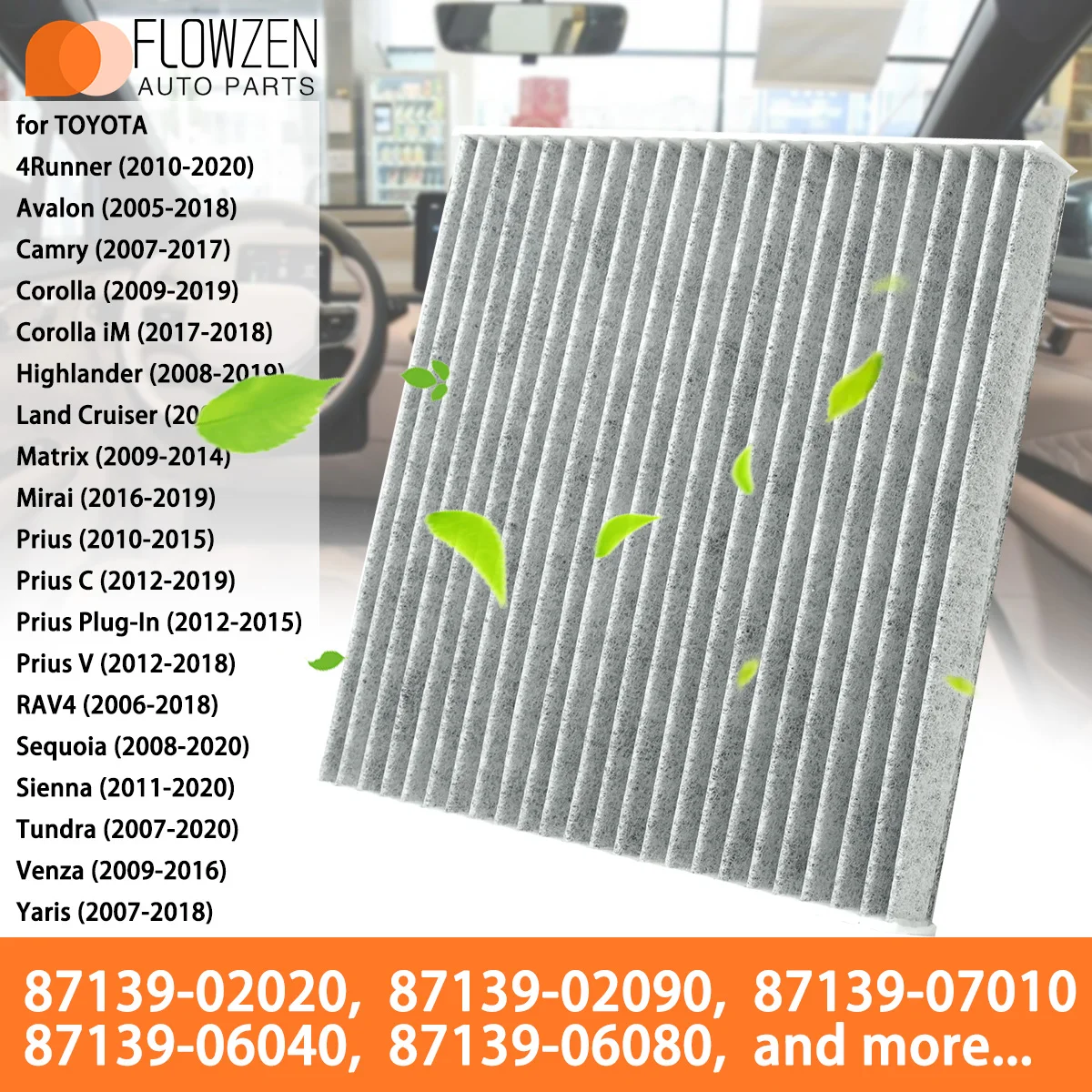 Car Cabin Air Filter for Toyota RAV4 4Runner Camry Sequoia Prius Sienna Avalon Corolla Auto Filters Carbon Fiber 87139-02020