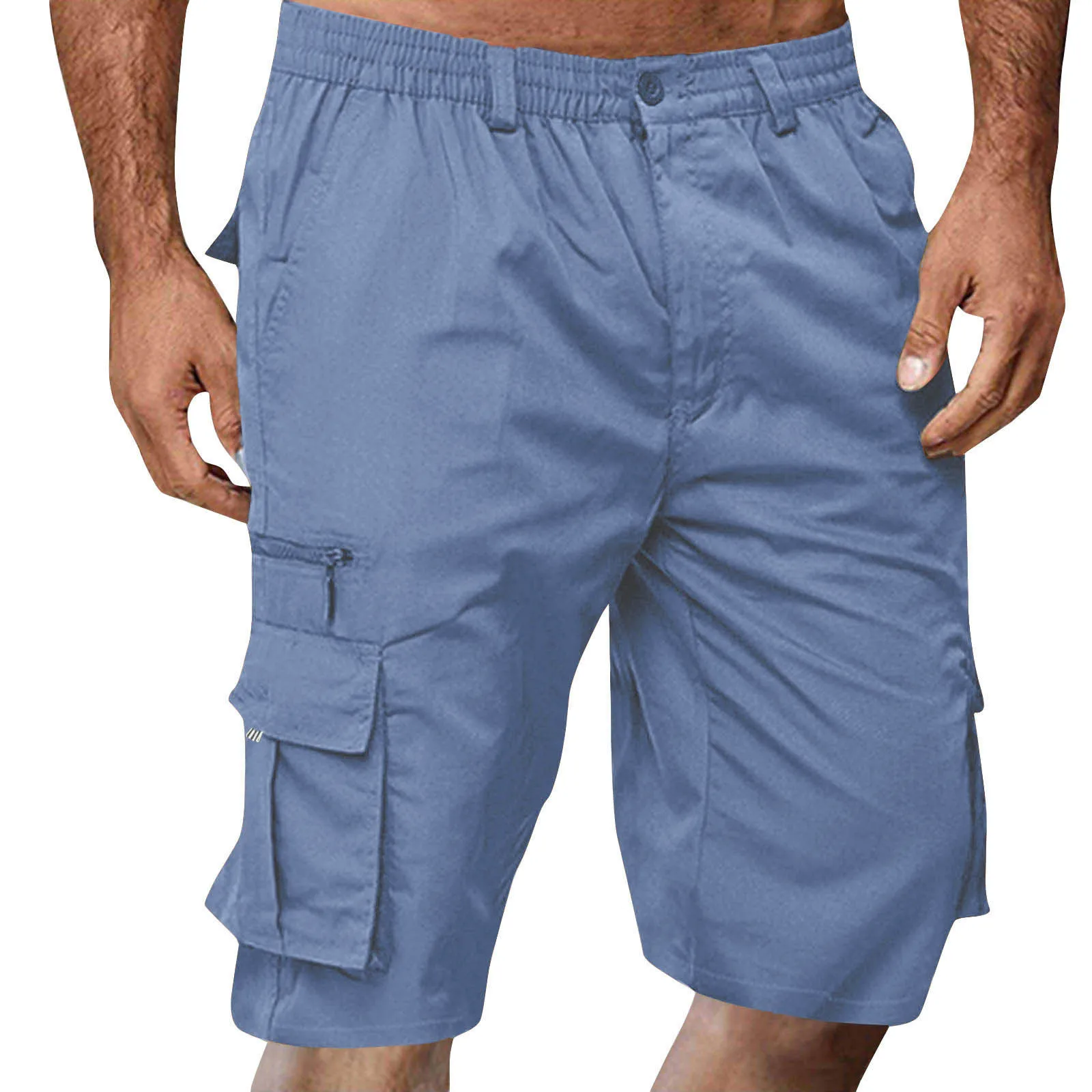 Männer Einfarbig Overalls Männer Taste Casual Sport Shorts Männer Atmungsaktive Overalls Shorts Bermuda Masculina Herren Shorts