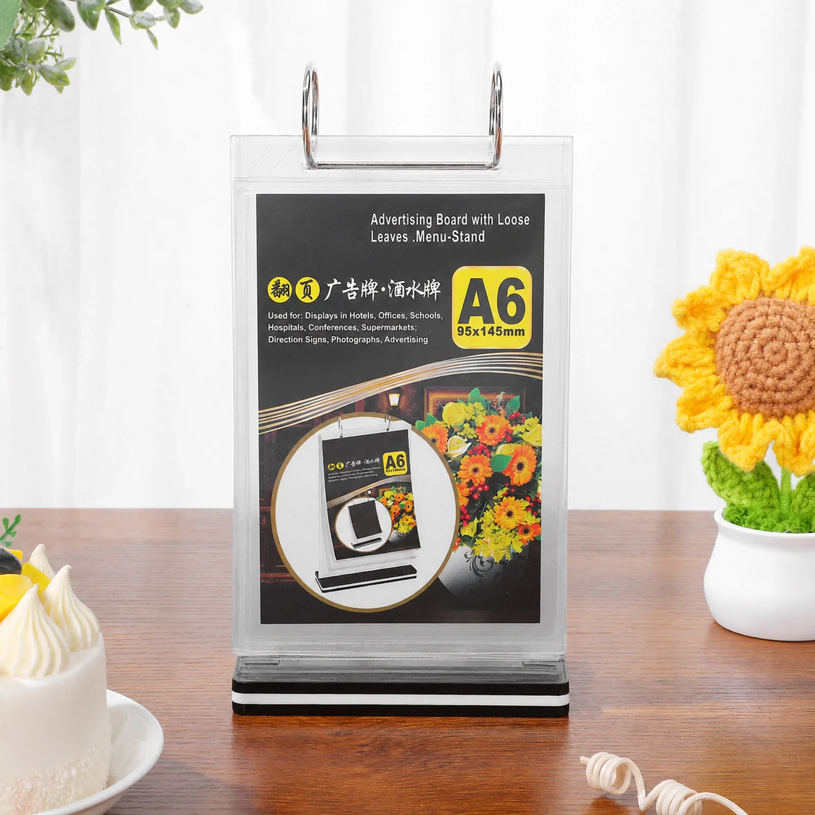 PVC Menu Display Stand Stable Desktop Holder Clear Sign Organizer for Restaurants Bars Coffee Shops Event Catering