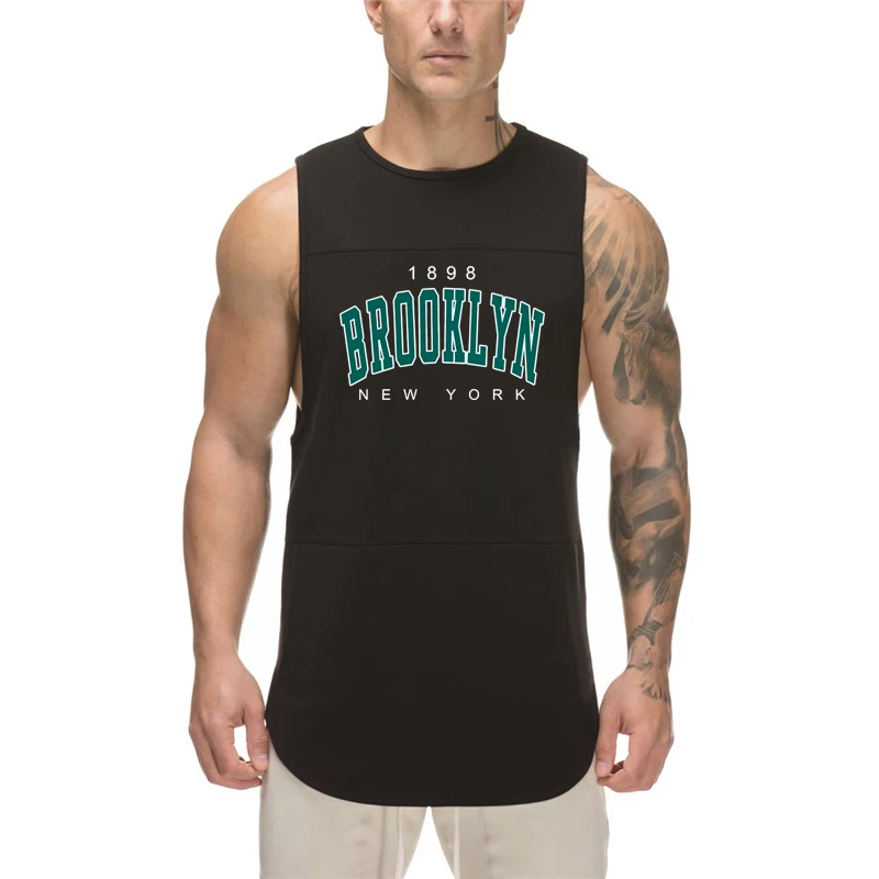 1898 Brooklyn New York Printed Sport Vests Mens Breathable Mesh Quick Dry Sleeveless Shirts Gym Bodybuilding Fitness Tank Tops