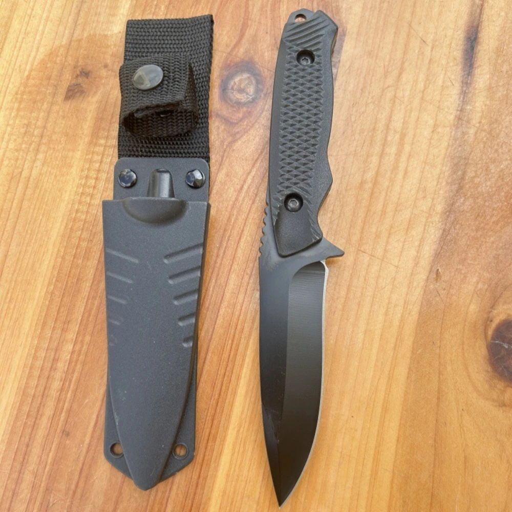 Climbing Essential Emergency Rope Cutting Straight Knife with K Sheath ABS Plastic Handle Outdoor Camping Portable Fishing Knife