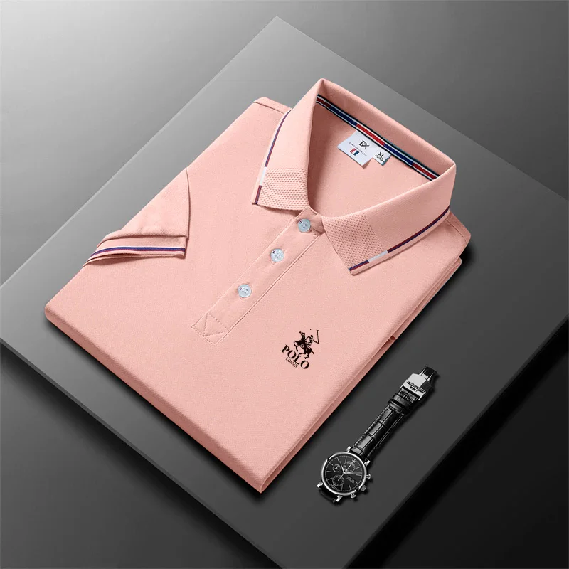 High end new 2024 men's casual short sleeved polo shirt, high-quality breathable summer top image 2