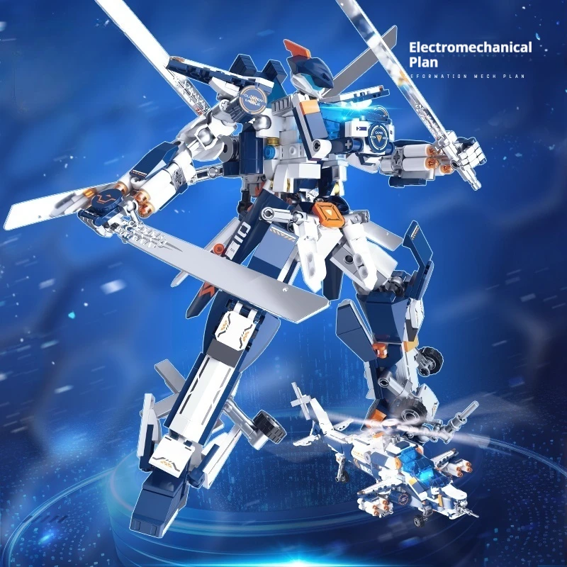 JAKI wuzhi10-Longyuan Heavy Machine, building block deformation warrior suit, dual-form changeable, super movable, gift for boy