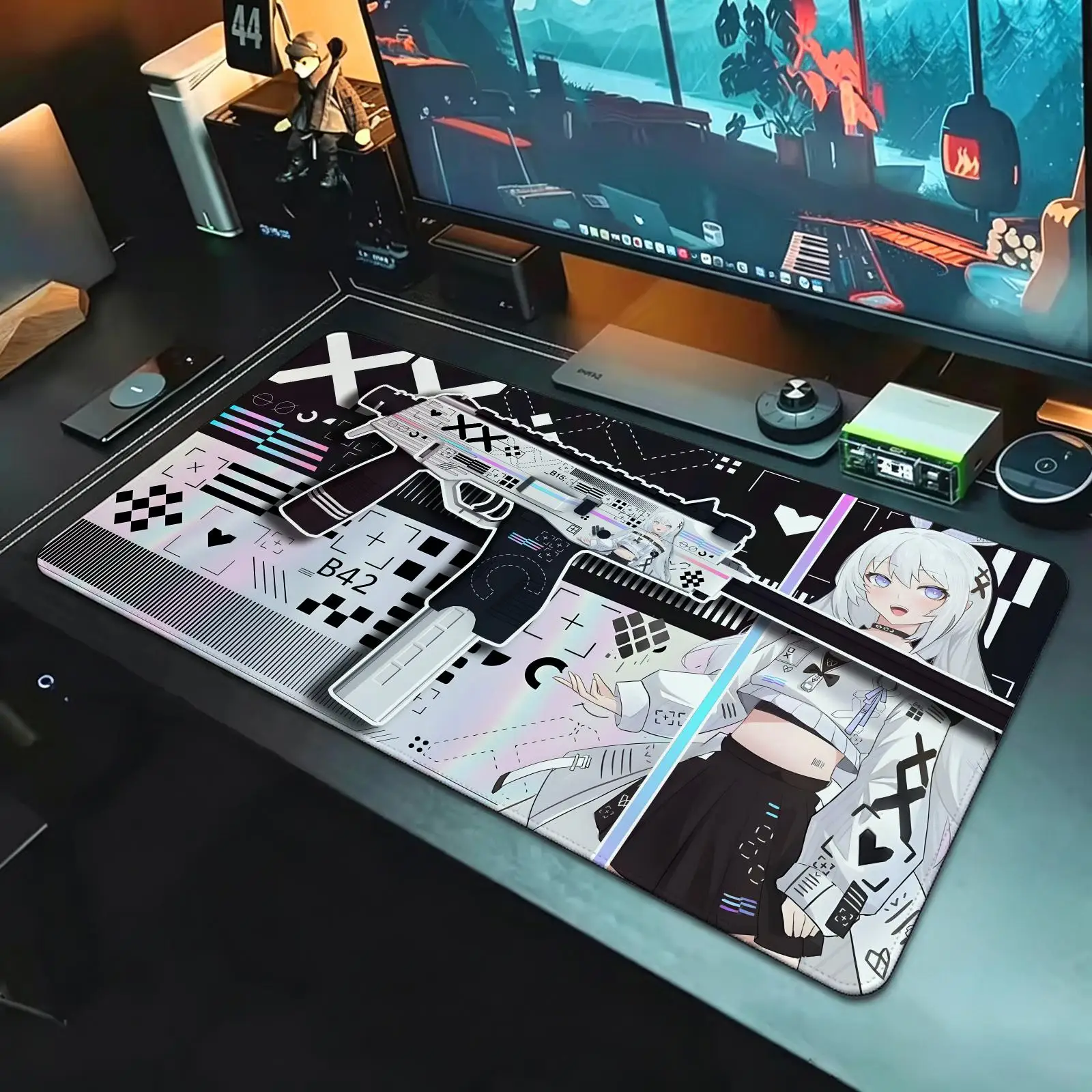 XXL Anime Gaming Mouse Pad,Stitched Wear‑Resistant Edge,Smooth Non‑Slip Mat for Desktop & Laptop Games Csgo Printstream