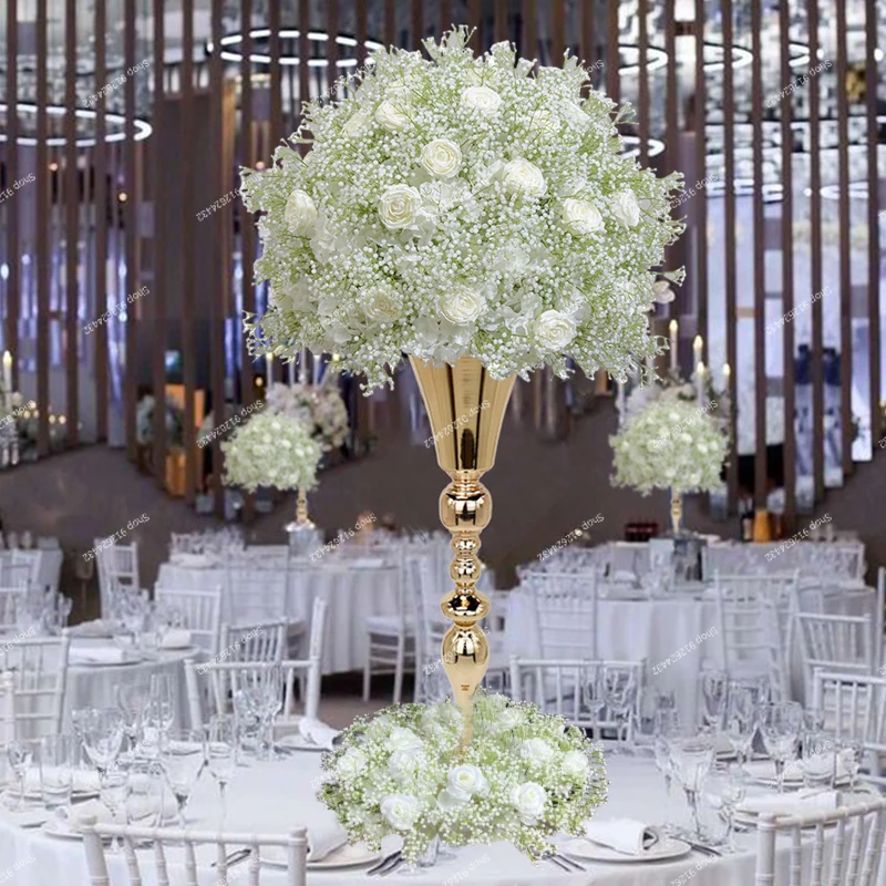 

Large Artificial FlowerWhite Baby Breath Rose 30/50/80cm Ball Wedding Table Floral Centerpieces Deco Road Lead Arrangement Prop