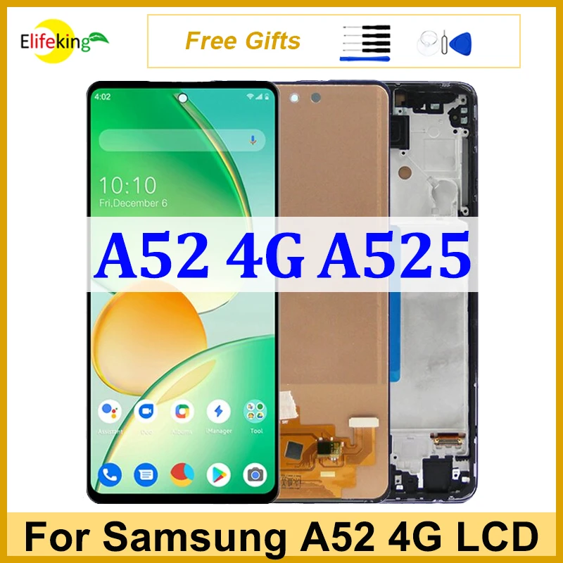 

6.5" LCD For Samsung Galaxy A52 4G A525 Display Touch Screen SM-A525F SM-A525F/DS Digitizer Assembly Pantalla Replacement Repair