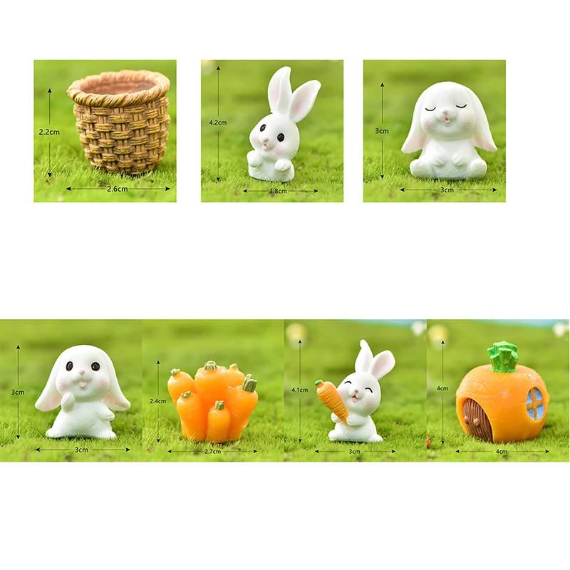 Mini Rabbit Easter Decor Hare Animal Figurine Resin Craft Bunny Garden Ornaments
