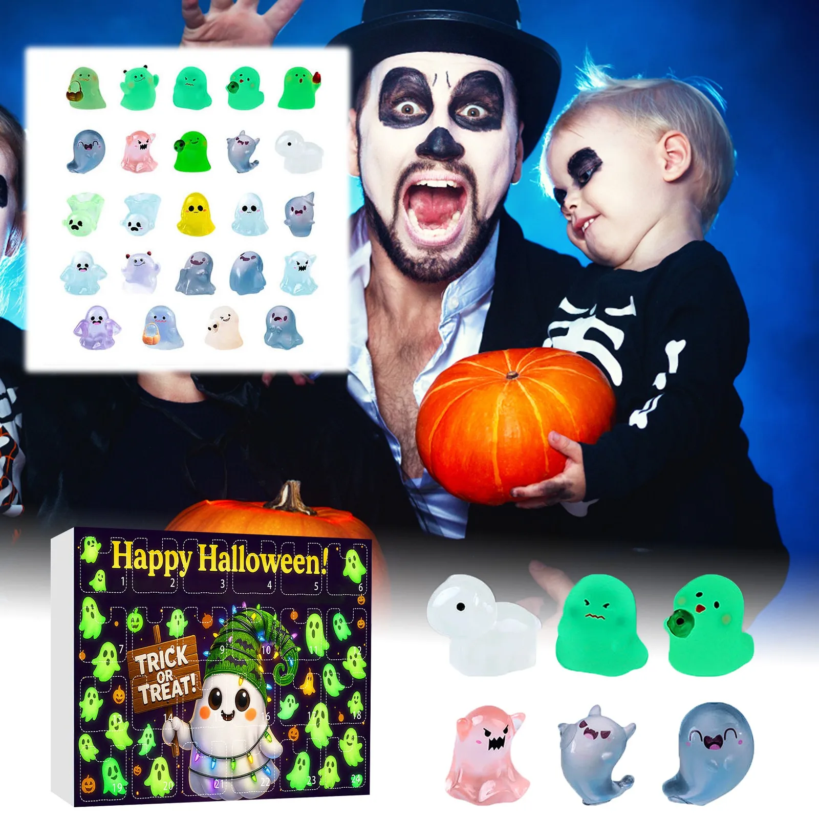 นาฬิกาจับเวลาครัวน่ารักสำหรับเด็ก เรืองแสงในที่มืด ปฏิทินนับถอยหลังวันฮาโลวีน ของตกแต่งโต๊ะทำงานสุดลึกลับ ชุดนาฬิกาจับเวลาต้านทานเวลา