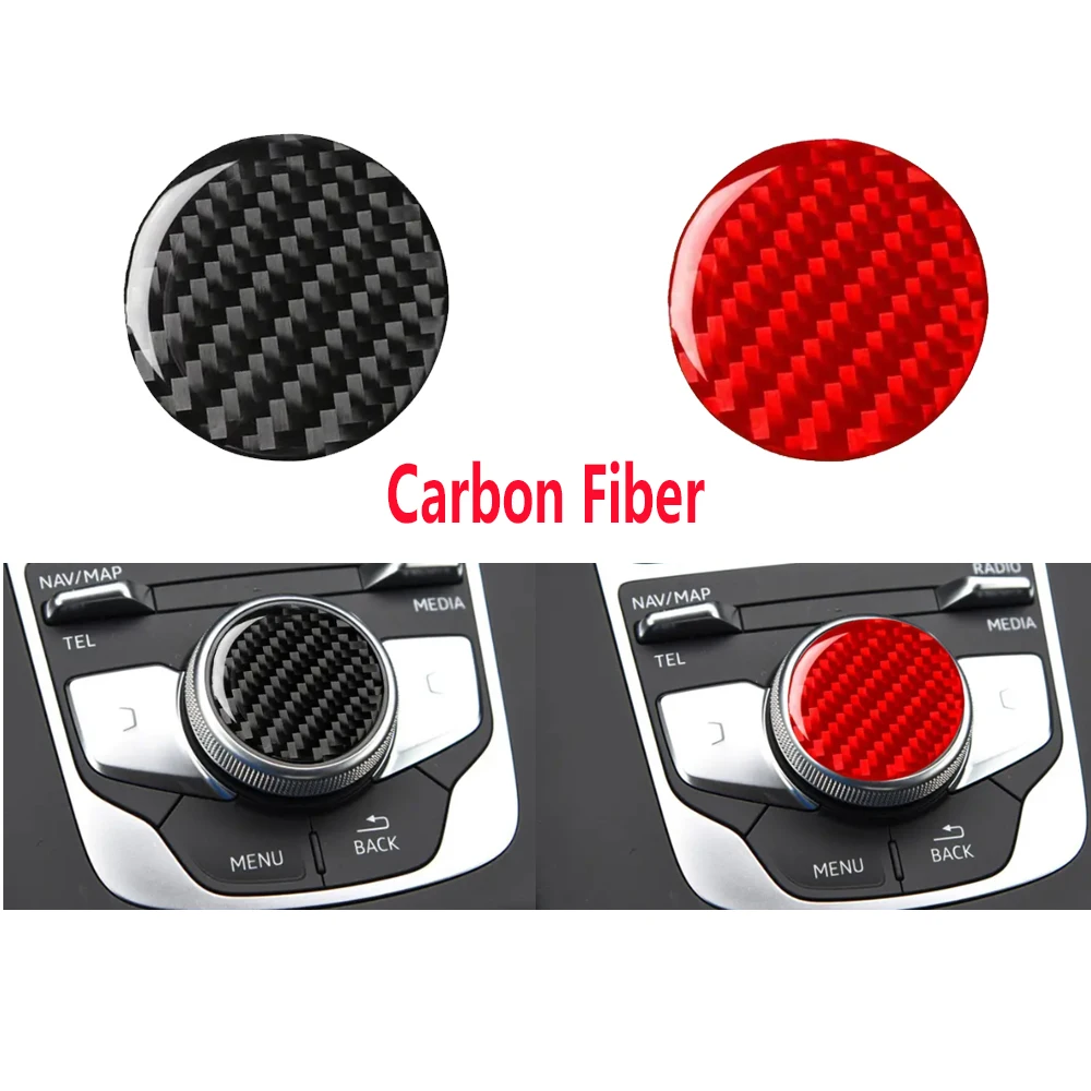 For Audi A3 A4L 2014-19 Central Control on Off Switch Knob Decor Cover Trim Sticker Decal Car Accessories Carbon Fiber Modified