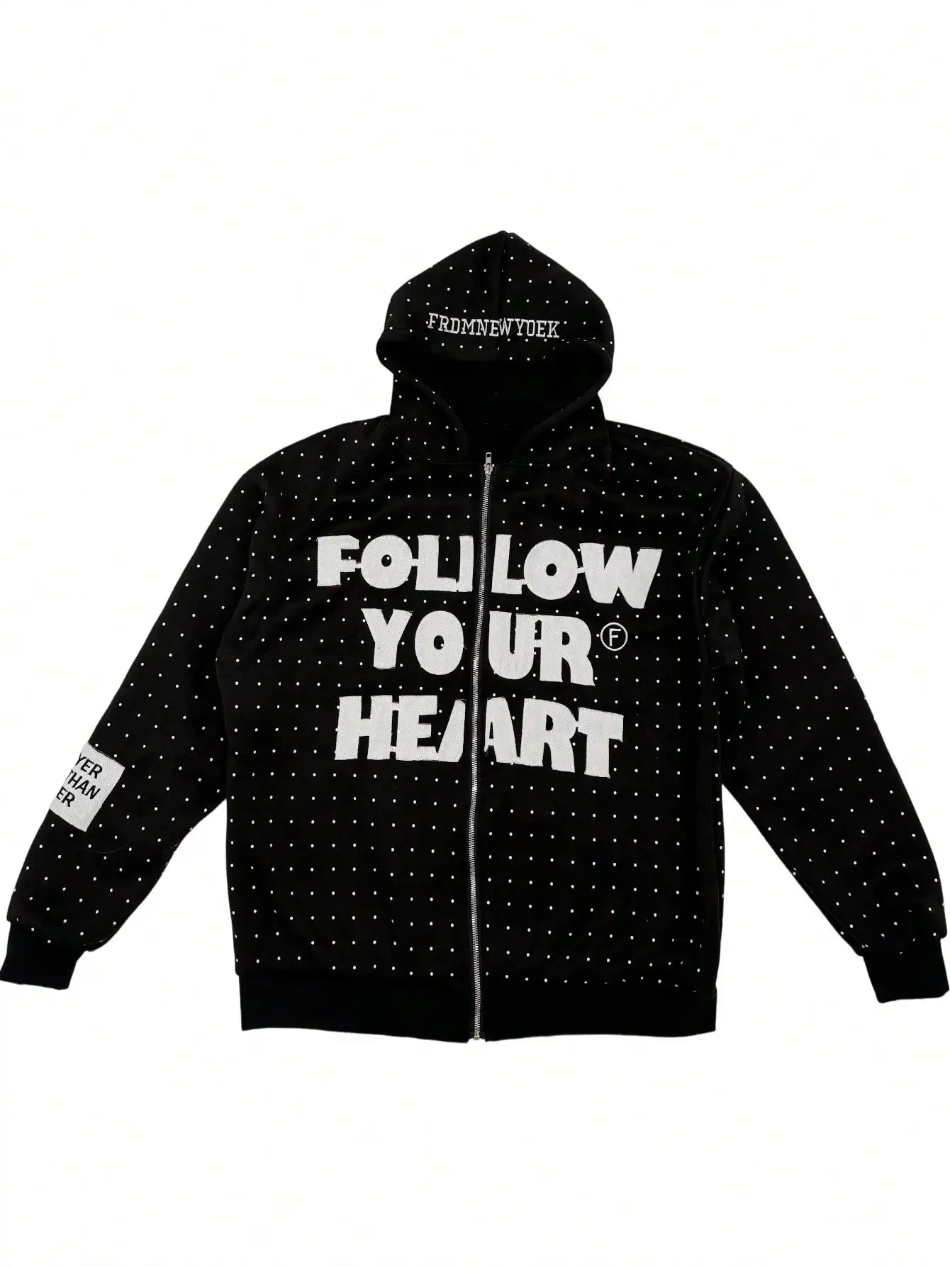 

Повседневная мужская куртка с буквенным принтом Follow Your Hear, осенняя толстовка с длинными рукавами и принтом в горошек, толстовка на молнии