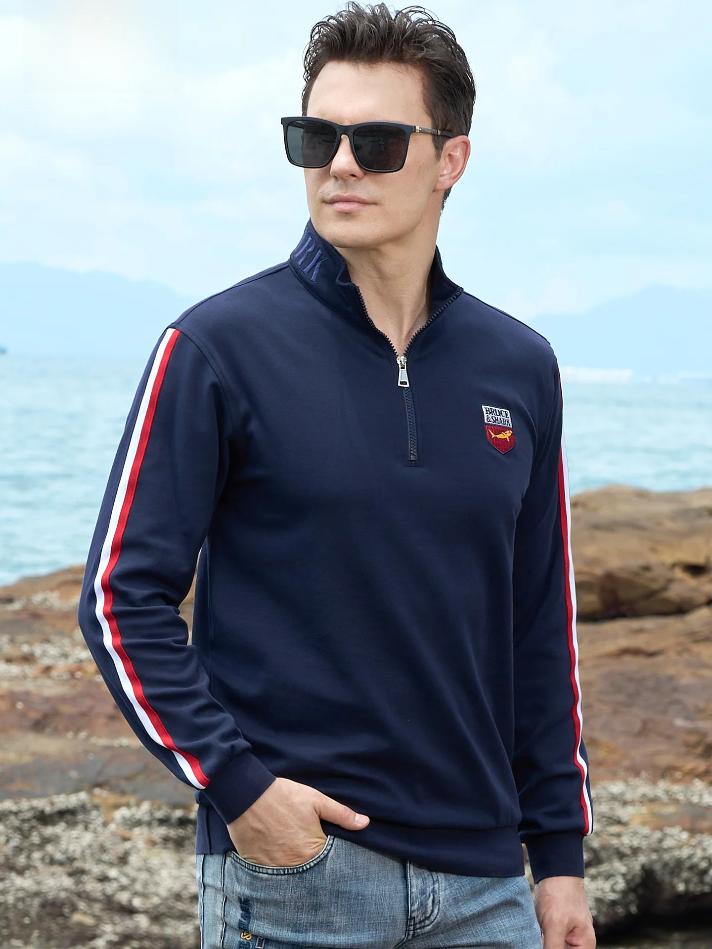 

Bruce ark Men's Long Sve T-irt Spring Autumn Loose Fit Thiened irt Casual Sle Breathable Cotton Knittedwear