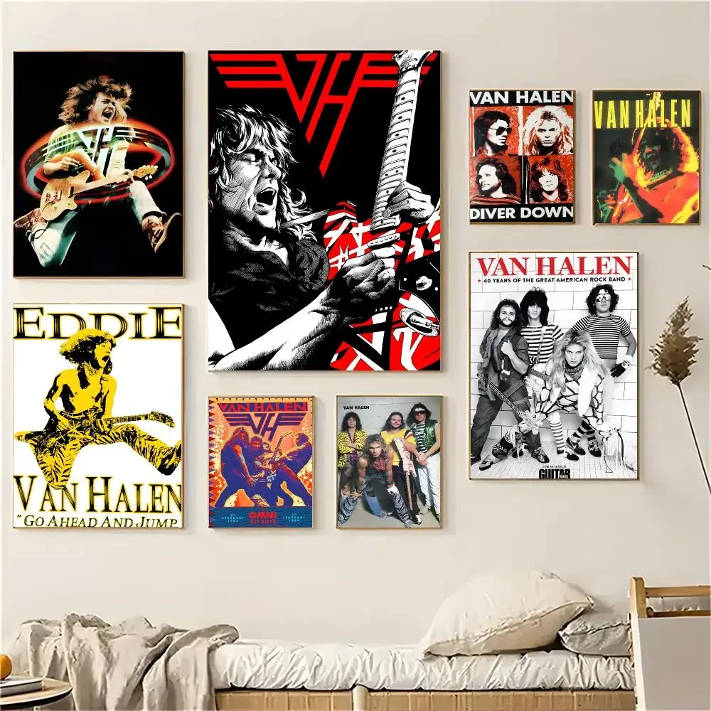 Van Halen Band Poster Self-adhesive Living Room Bedroom Party Bar Decor Moisture-proof Fade-resistant HD