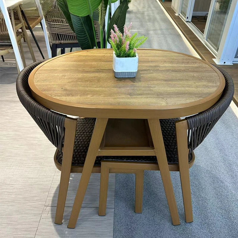 Outdoor table and chairs,leisure net red rattan woven tea table and chairs, one table and two chairs, simple open-air